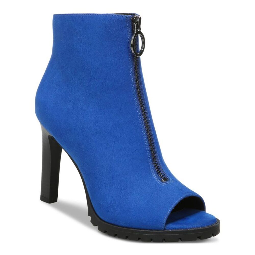 BAR III Womens Blue Cushioned Dillian Peep Toe Stiletto Zip-Up Dress Shootie 6 M